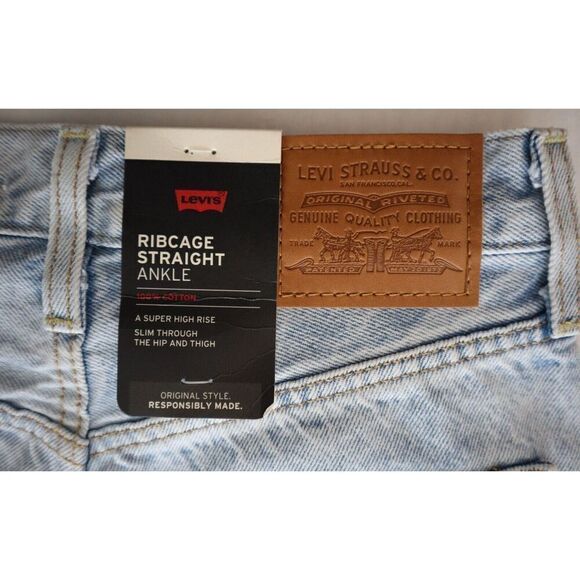 Levi's Premium Women's Sz 25 Blue Ribcage Straight Ankle Denim Jeans - Picture 5 of 8